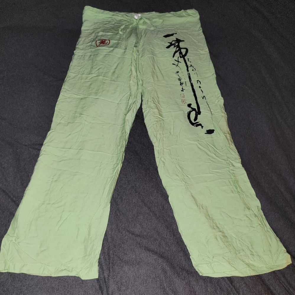 Asian Cotton Beachy Pants - Size Small- Mint Green